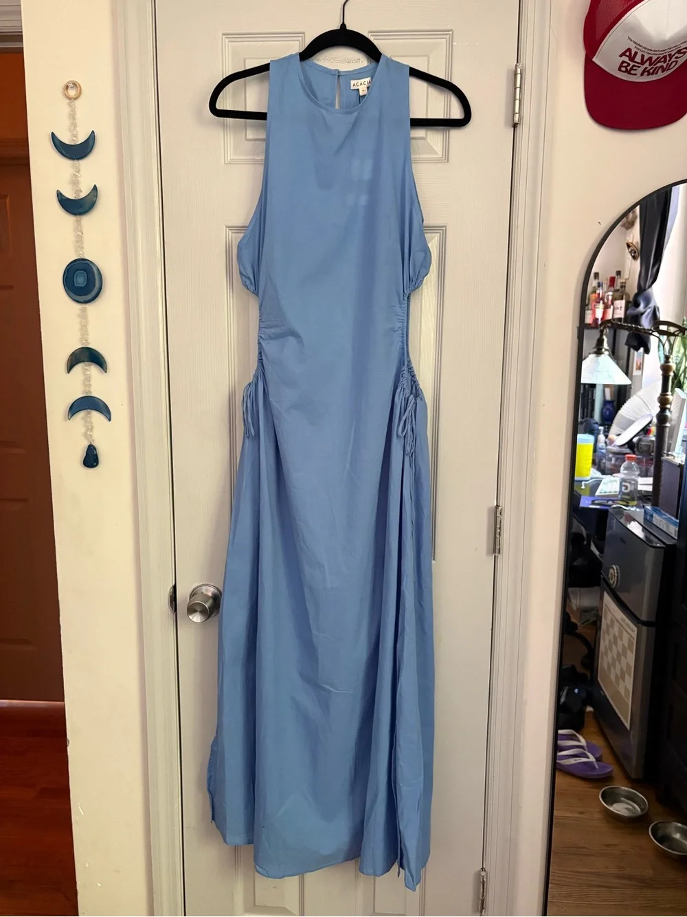 acacia swimwear Blue Sleeveless Maxi Dress with Side Drawstrings NWT - Picture 3 of 9